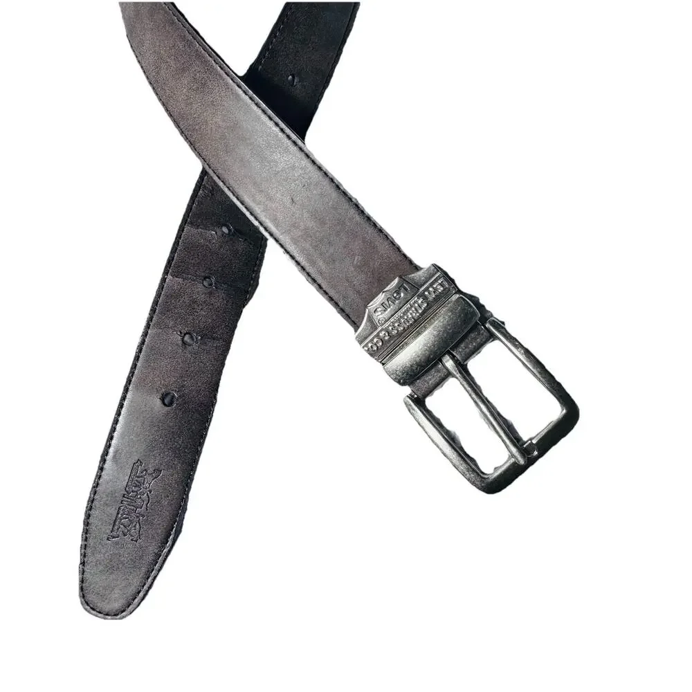 Levi's Mens Brown Synthetic Leather Belt Silver Metal Buckle Sz L 38-40
